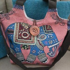 Beautiful ELEPHANT tapestry/embrodiered Tote/Crossbody Bag NWT🐘🐘Various Colors